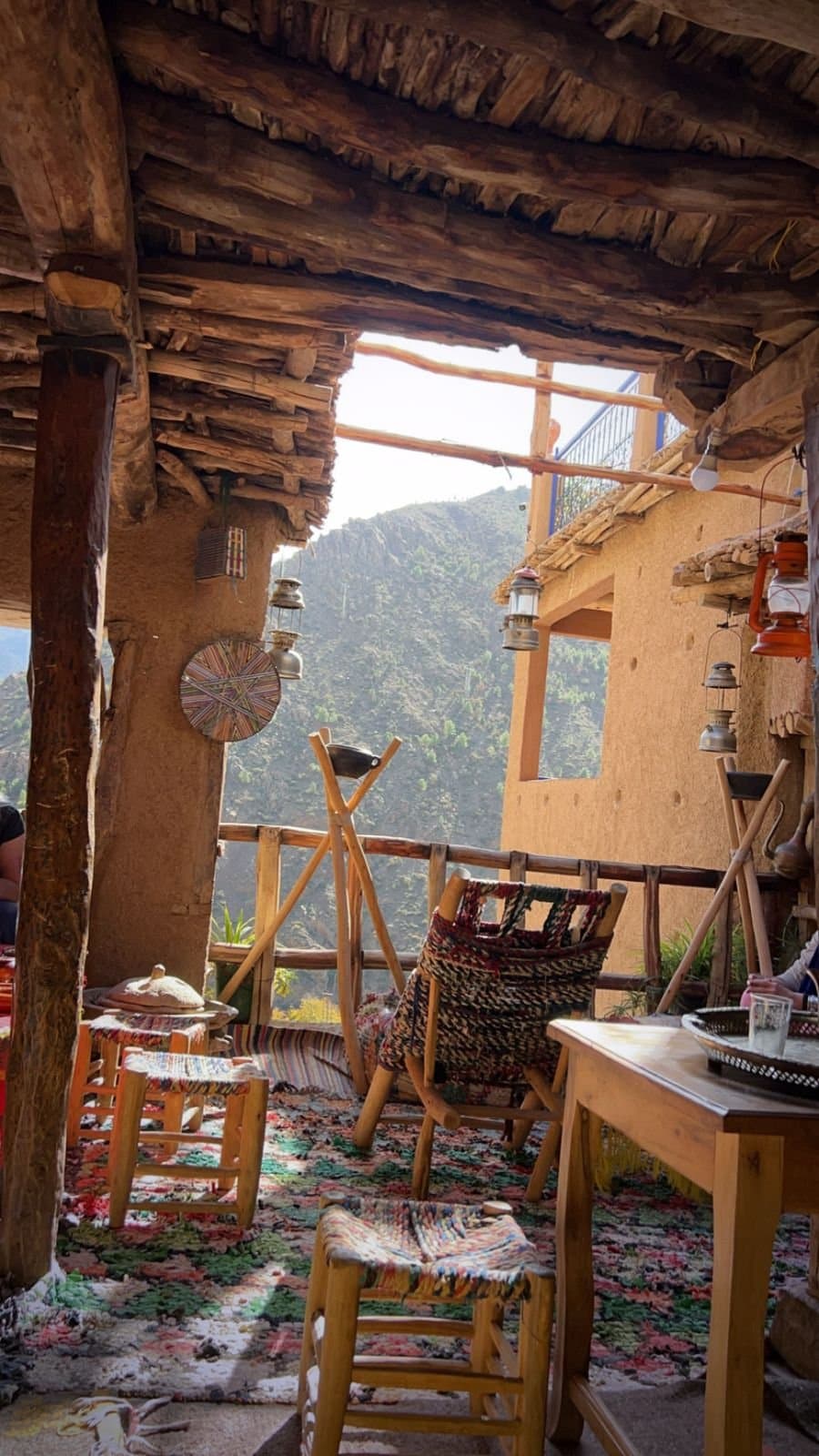Atlas Mountains cafe stop on a terrace above the valley.