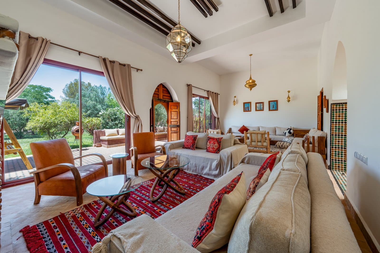 Living: Living room toward garden patio doors