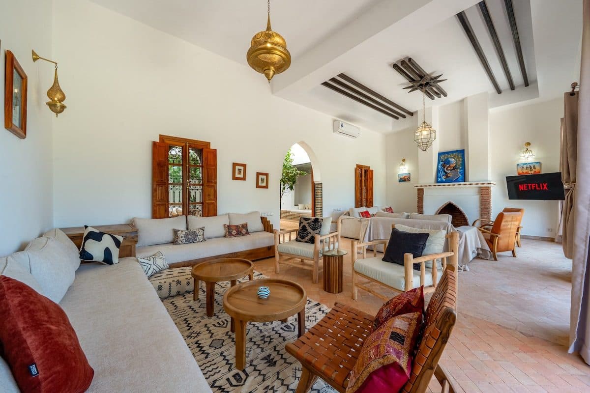 Indoor seating at Riad Bab Atlas for dinner when you want the table inside.